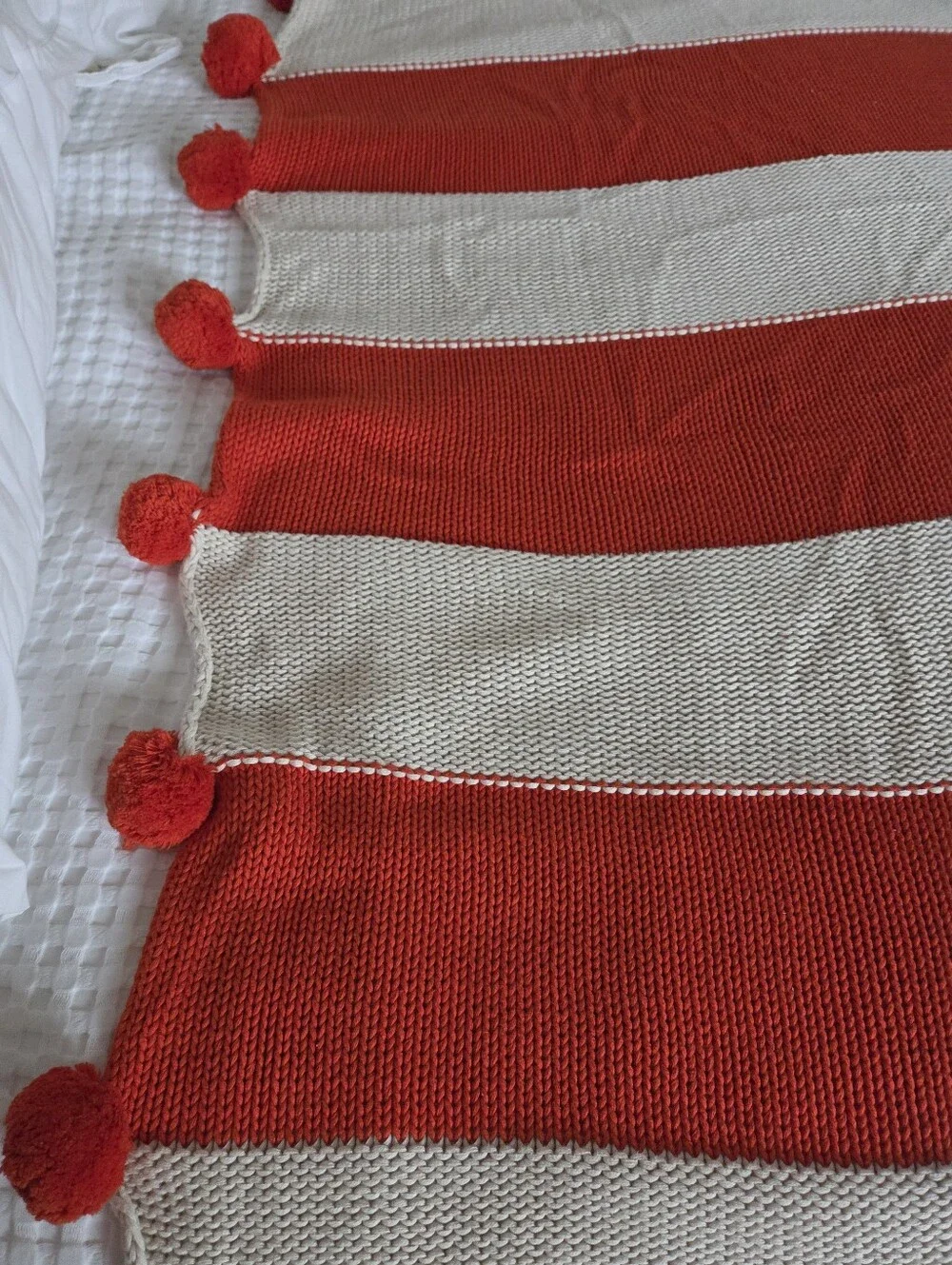 Crate & Kids Candy Cane Pom Pom Throw Blanket🎄